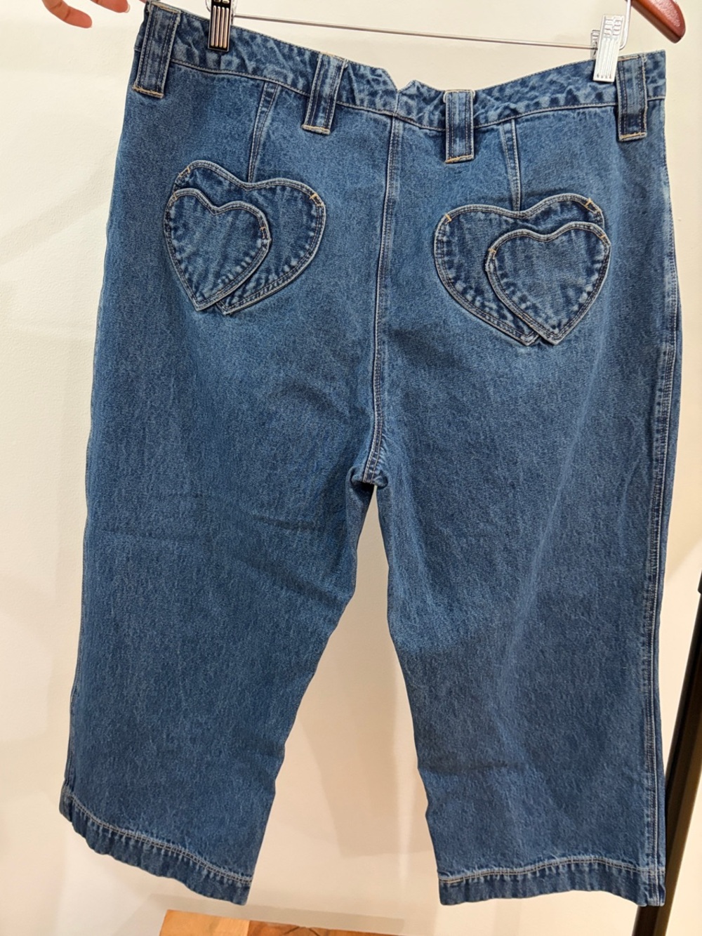 Heart Pockets Bay Studio Blue Denim Capris